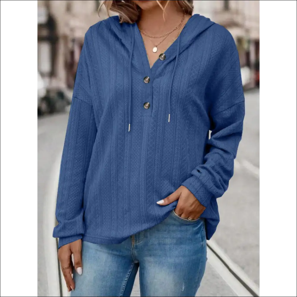 Playful Drawstring Dropped Shoulder Long Sleeve Hoodie - Royal Blue / l - Hoodies Sweatshirts & on Sale Worldwide Shipping