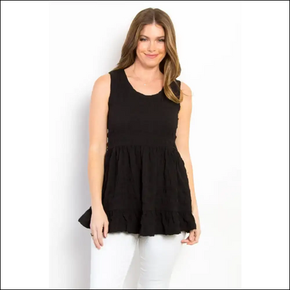 Playful Ruffled Sleeveless Babydoll Top - Black / s - Tank Tops on Sale Worldwide Shipping