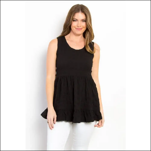 Playful Ruffled Sleeveless Babydoll Top - Black / s - Tank Tops on Sale Worldwide Shipping