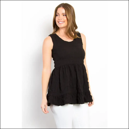 Playful Ruffled Sleeveless Babydoll Top - Tank Tops on Sale Worldwide Shipping