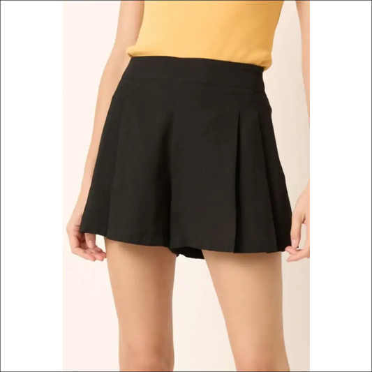Pleated Elegance: Side Invisible Zipper Shorts - Black / l - on Sale Worldwide Shipping