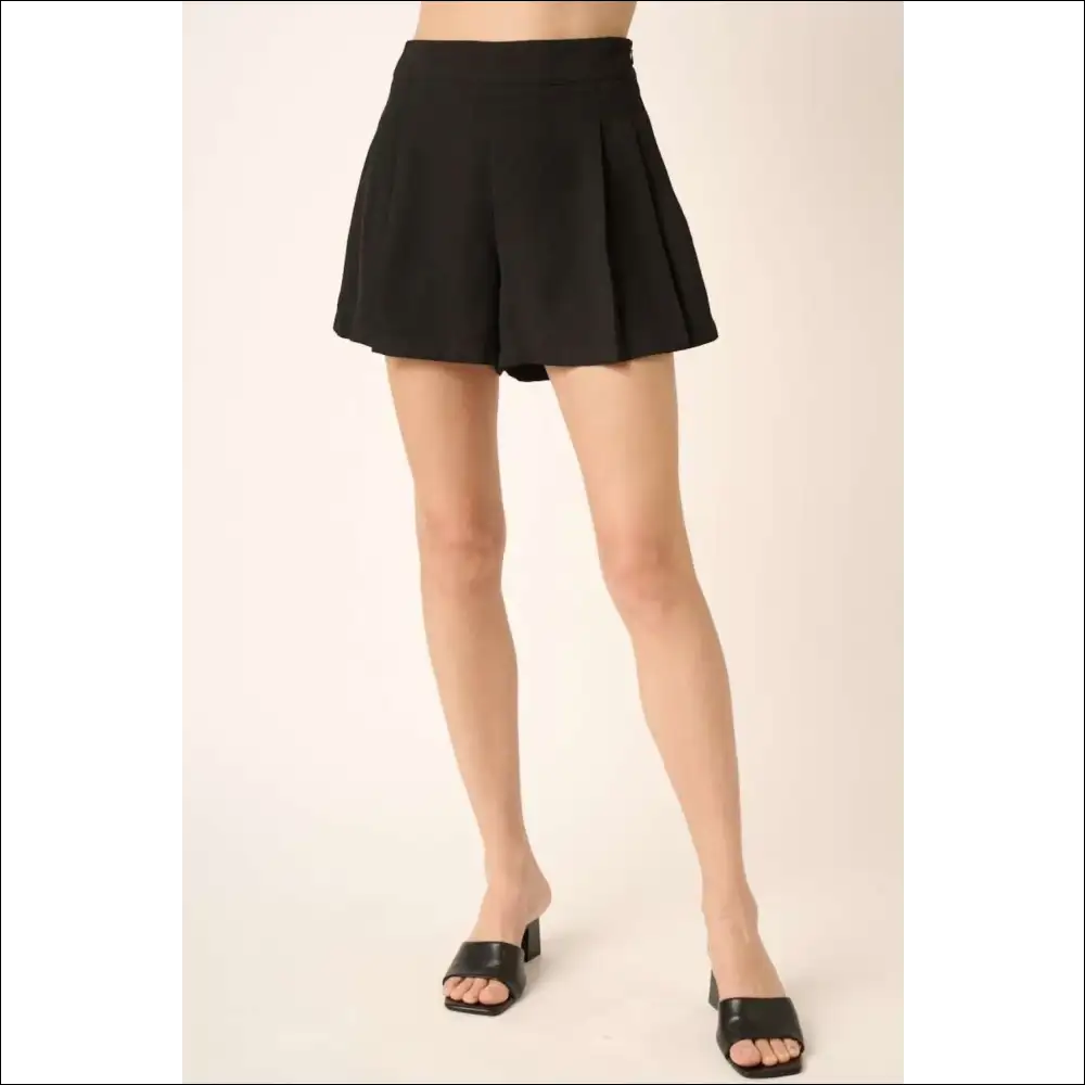Pleated Elegance: Side Invisible Zipper Shorts - on Sale Worldwide Shipping
