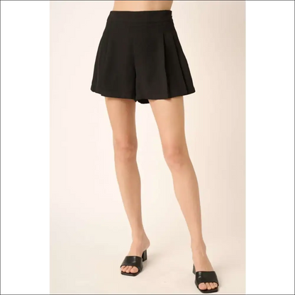 Pleated Elegance: Side Invisible Zipper Shorts - on Sale Worldwide Shipping
