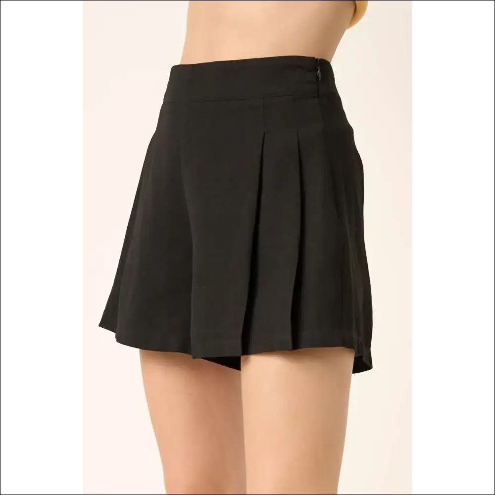 Pleated Elegance: Side Invisible Zipper Shorts - on Sale Worldwide Shipping