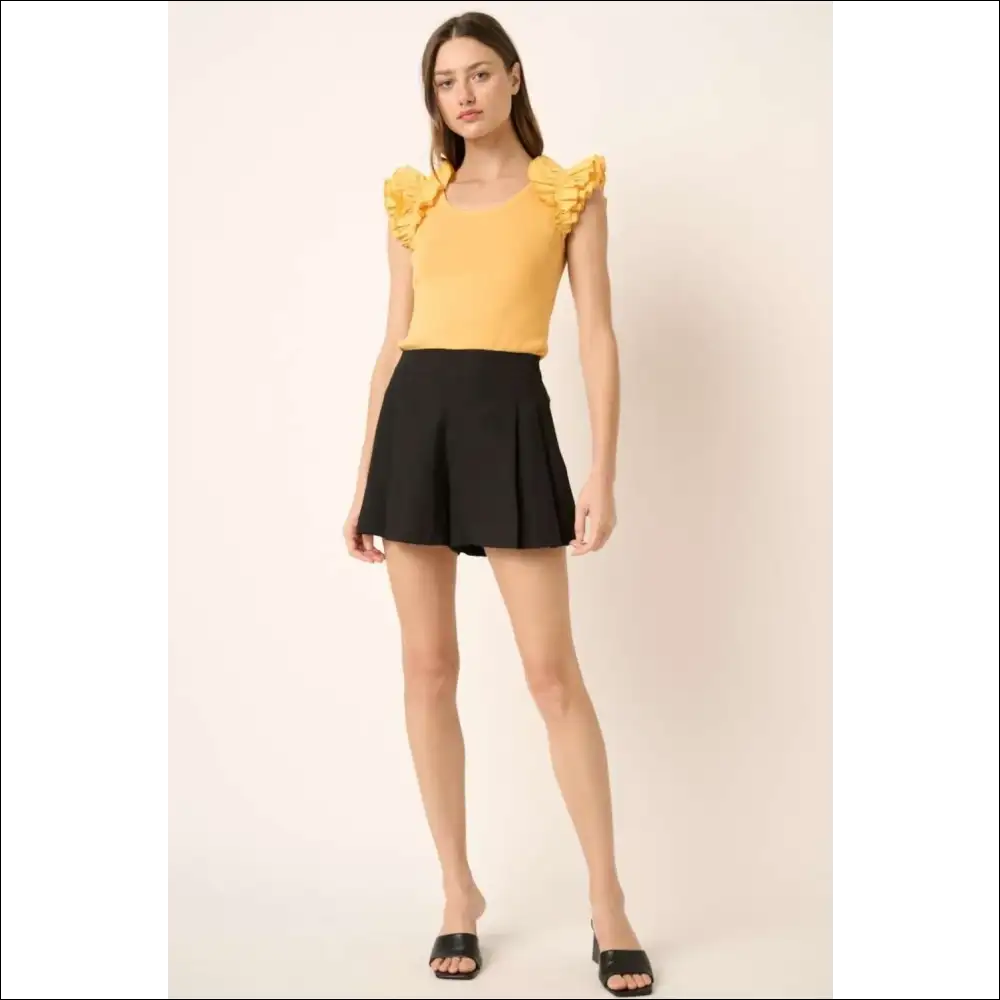 Pleated Elegance: Side Invisible Zipper Shorts - on Sale Worldwide Shipping