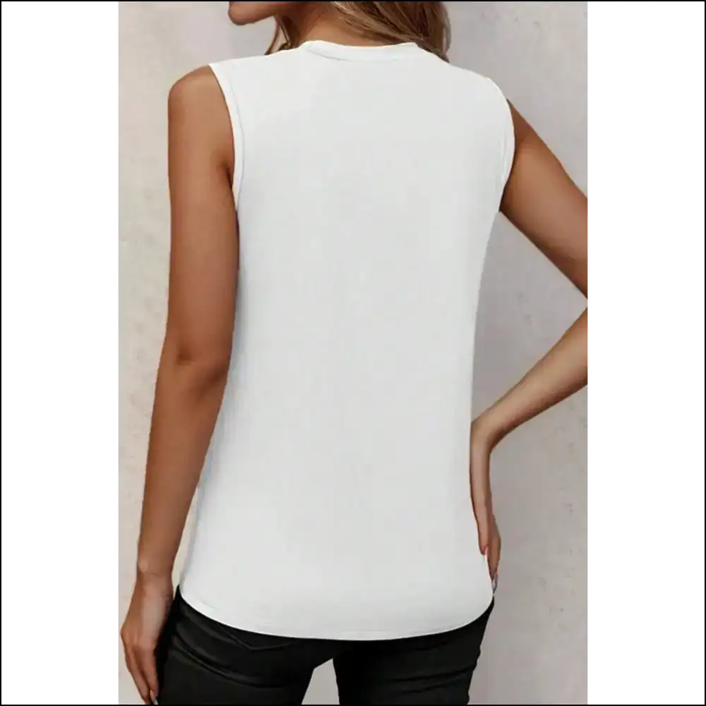Pleated White Tank: Feel Fabulous Arm Freedom! Needful Things 😎 - Sleeveless Tops Tank on Sale Worldwide Shipping