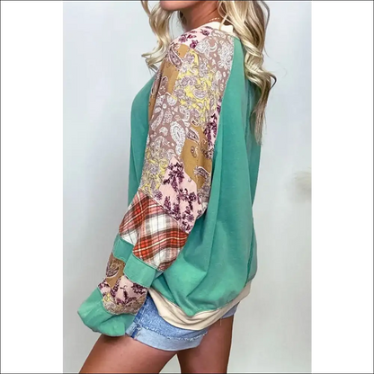 Plus Size Printed Raglan Sleeve Sweatshirt - Sweatshirts & Hoodies on Sale Worldwide Shipping