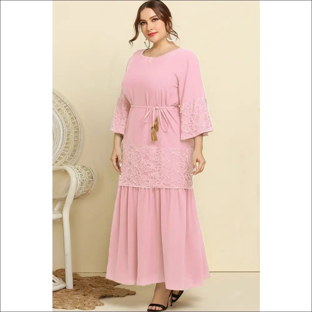 Chic Plus Size Spliced Lace Tassel Dress - Dresses on Sale Worldwide Shipping