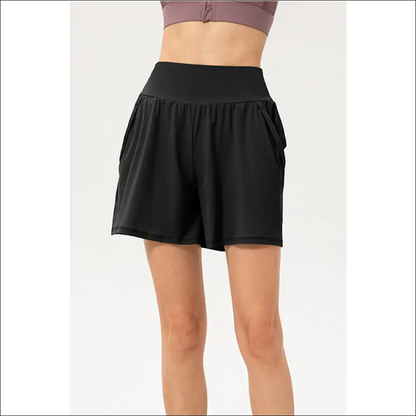 Pocketed Elastic Waist Active Shorts for Trendy Women - Black / s - on Sale Worldwide Shipping