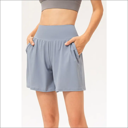 Pocketed Elastic Waist Active Shorts for Trendy Women - Light Blue / Xs - on Sale Worldwide Shipping