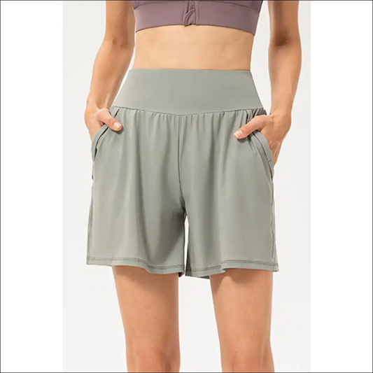 Pocketed Elastic Waist Active Shorts for Trendy Women - Sage / Xl - on Sale Worldwide Shipping