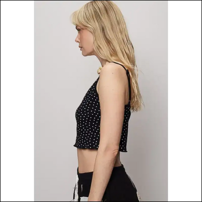 Polka Dot Adjustable Strap Cropped Knit Cami - Tank Tops on Sale Worldwide Shipping