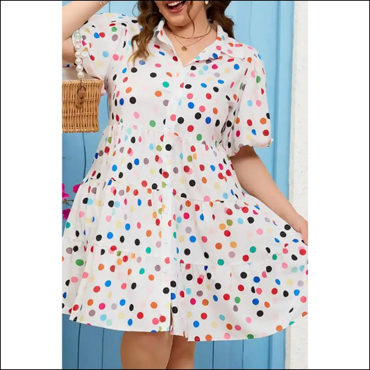 Polka Dot Perfection: Curvalicious Chic White Shirt Dress 😜 Needful Things - 1x - Plus Size Dresses on Sale Worldwide Shipping