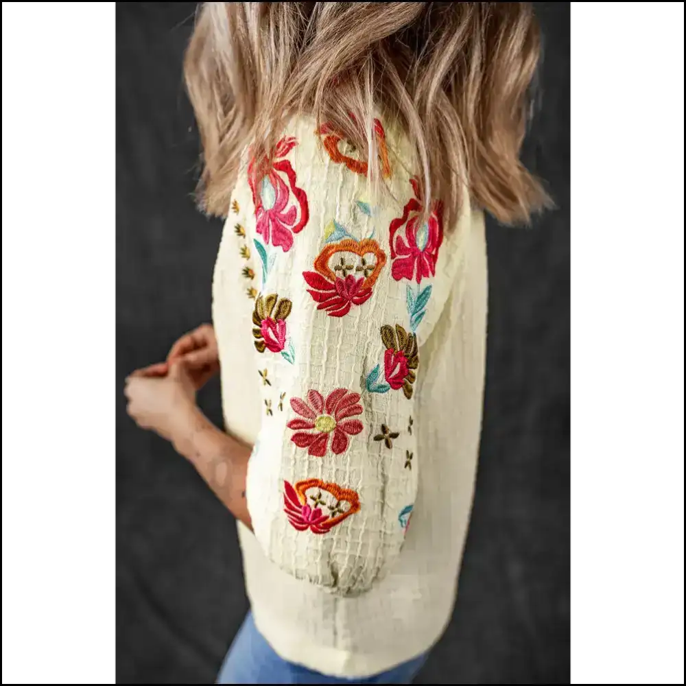 Puff there it Is! White Floral Embroidered Blouse 🌼 Needful Things - Blouses on Sale Worldwide Shipping