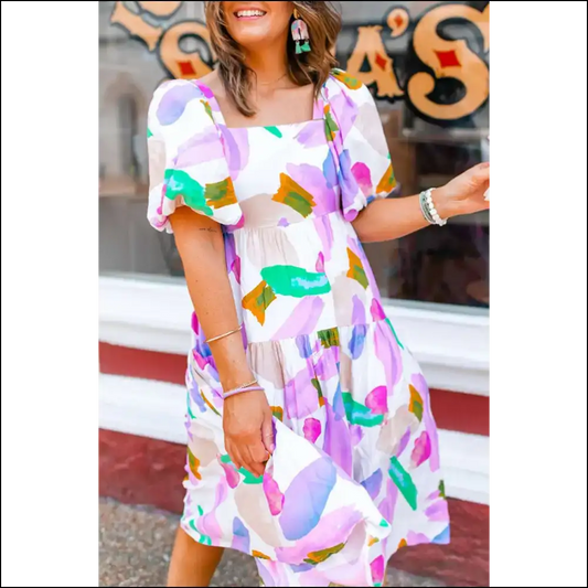 Purple Abstract Midi Dress: Goddess or just Fabulous? ✨ Needful Things - s - Dresses on Sale Worldwide Shipping