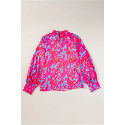 Purple Abstract Puff Sleeve Blouse: Warning May Cause Stares - Blouses on Sale Worldwide Shipping