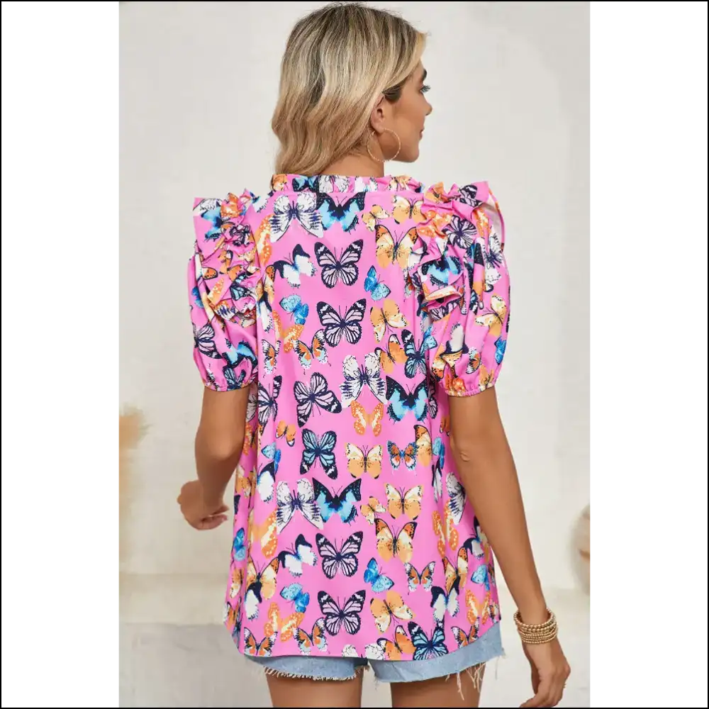 Purple Butterfly Print: from Frumpy to Fluttery 🦋 Needful Things - Blouses on Sale Worldwide Shipping