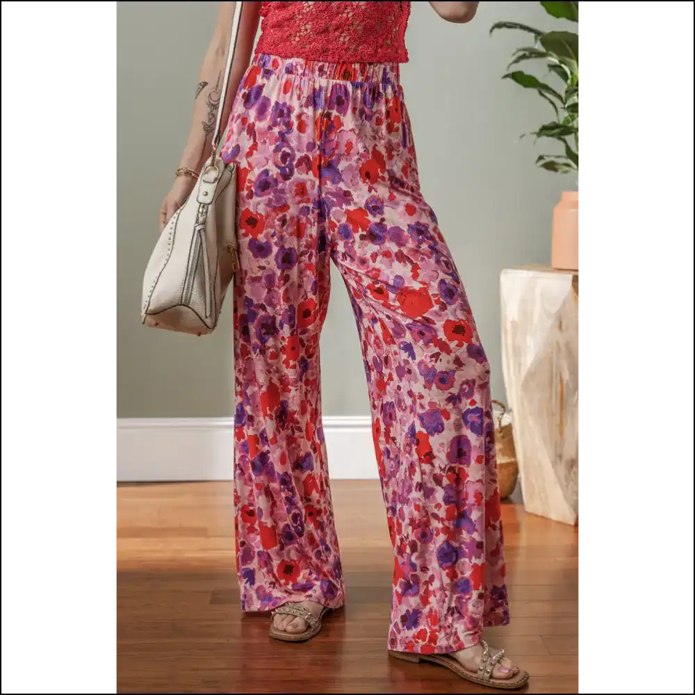 Purple Floral Wide Leg Pants: Needful Things’ Fab Prisons 💜🌸 - s - Pants on Sale Worldwide Shipping