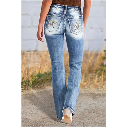 Put your Pants on the Stars with Starry Nights Bootcut Jeans! 🌌✨ - Jeans on Sale Worldwide Shipping
