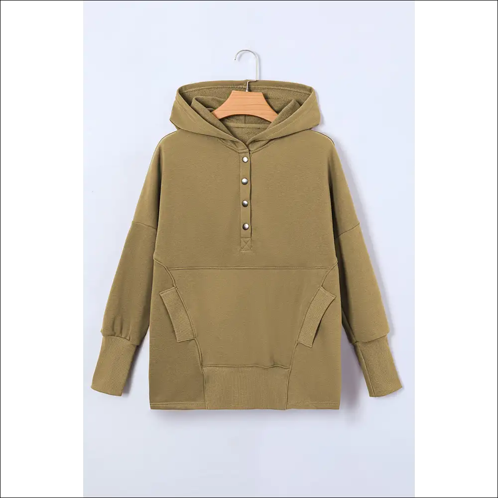 Chic Quarter-snap Dropped Shoulder Hoodie - Green / m - Hoodies Sweatshirts & on Sale Worldwide Shipping