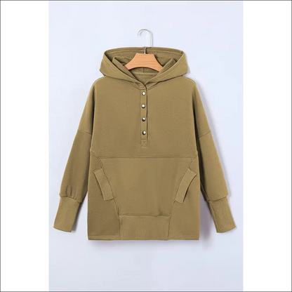 Chic Quarter-snap Dropped Shoulder Hoodie - Green / m - Hoodies Sweatshirts & on Sale Worldwide Shipping