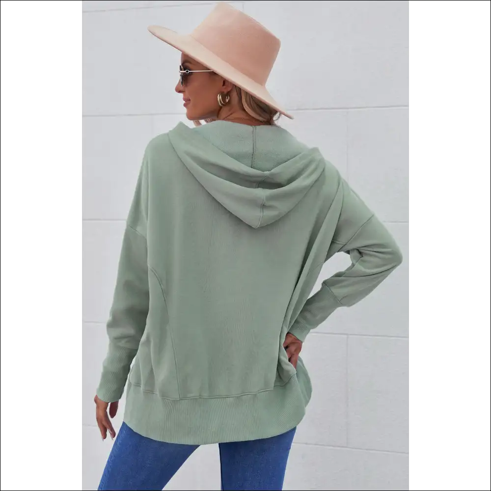 Chic Quarter-snap Dropped Shoulder Hoodie - Hoodies Sweatshirts & on Sale Worldwide Shipping