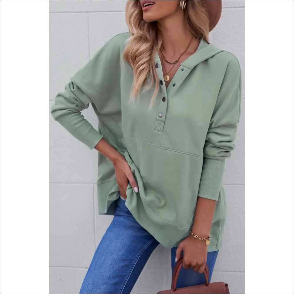 Chic Quarter-snap Dropped Shoulder Hoodie - Hoodies Sweatshirts & on Sale Worldwide Shipping