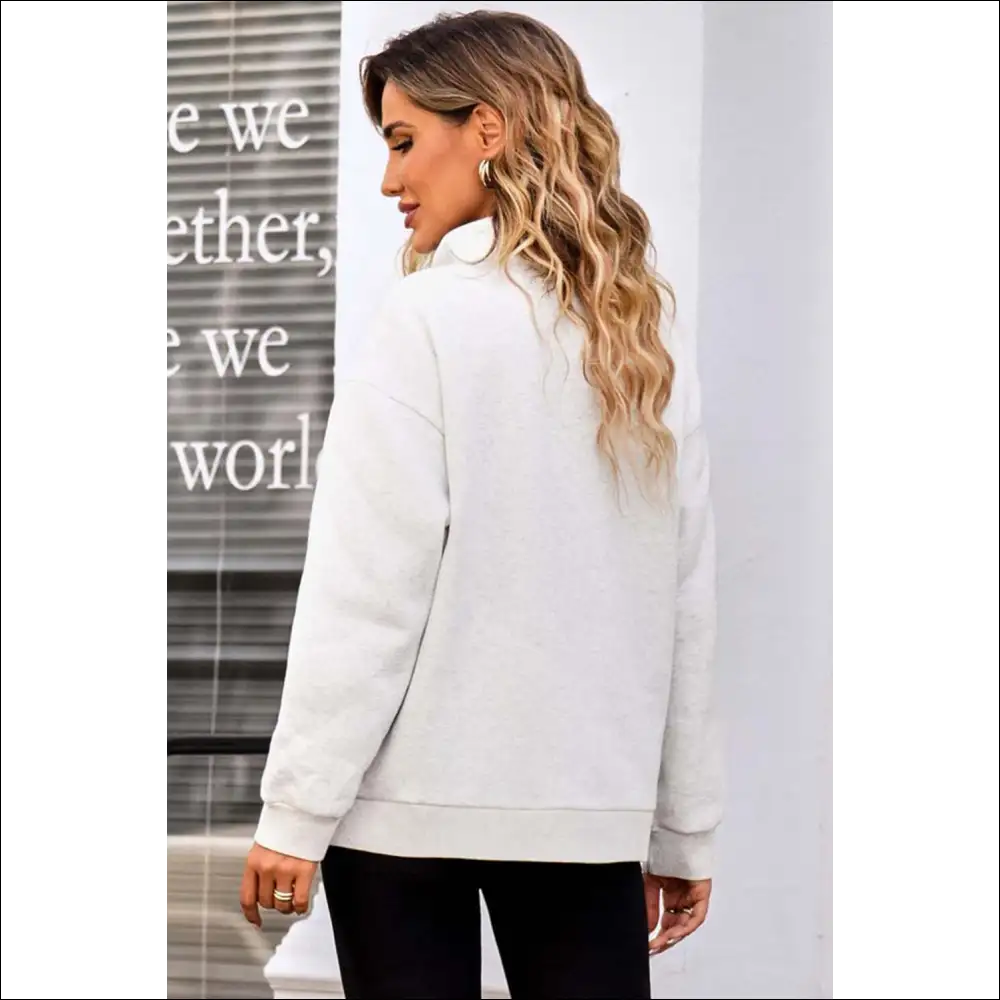 Chic Quarter Zip Dropped Shoulder Sweatshirt - Sweatshirts & Hoodies on Sale Worldwide Shipping