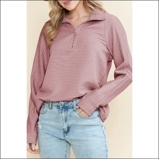 Quarter Zip Sweatshirt: Peach Blossom Needful Things 🍑 - s - Sweatshirts & Hoodies on Sale Worldwide Shipping