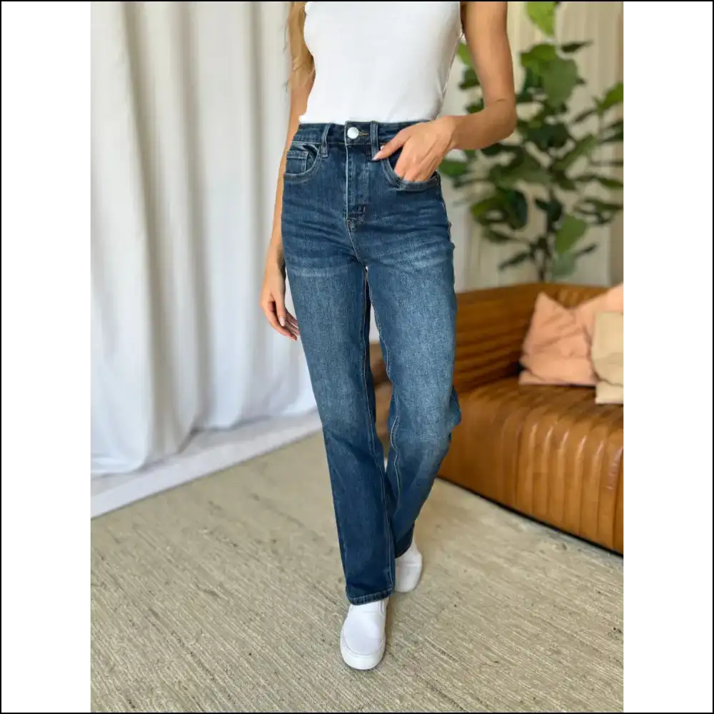 Queen of Comfort: Tummy Control Marvels for your High Rise Straight Vibes 👑💃 - Blue / 1 - Jeans on Sale Worldwide Shipping