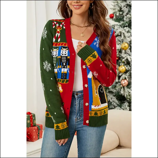 Racing Red Christmas Cardigan: Sleigh All Day! 🎅 Needful Things - s - Cardigans on Sale Worldwide Shipping