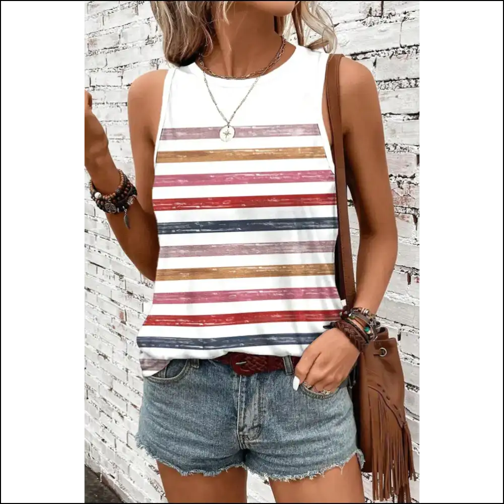 Rainbow Brite Went Goth: Chic Red Tank Top 🌈🖤 Needful Things - Tops on Sale Worldwide Shipping
