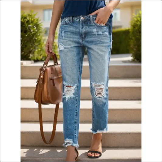 Raw Hem Jeans: Because Even your Denim Deserves a Midlife Crisis! 😂 - Medium / s - Jeans on Sale Worldwide Shipping