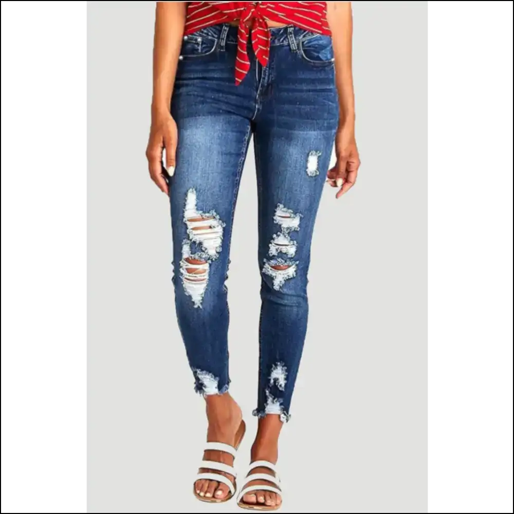 Raw Hem Jeans: Because Life’s too Short for Boring Pants 😜👖 - Navy / m - Jeans on Sale Worldwide Shipping