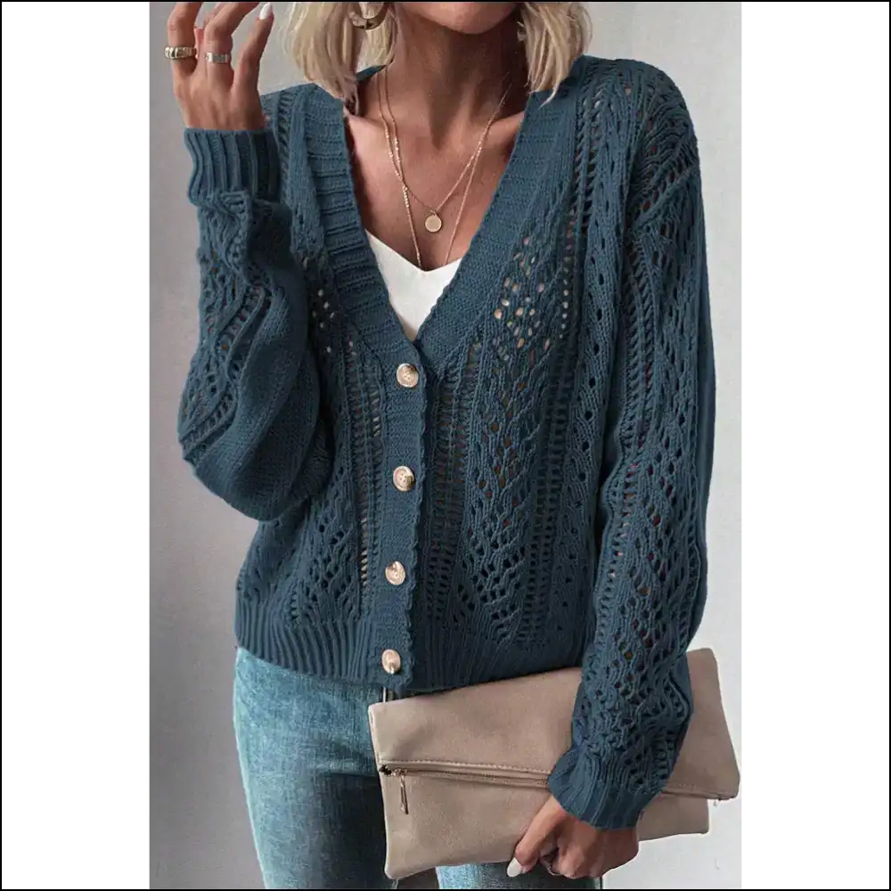 Real Teal Hollow Knit: Cardigan so Comfy It’s Basically a Hug 💙 Needful Things - Cardigans on Sale Worldwide Shipping