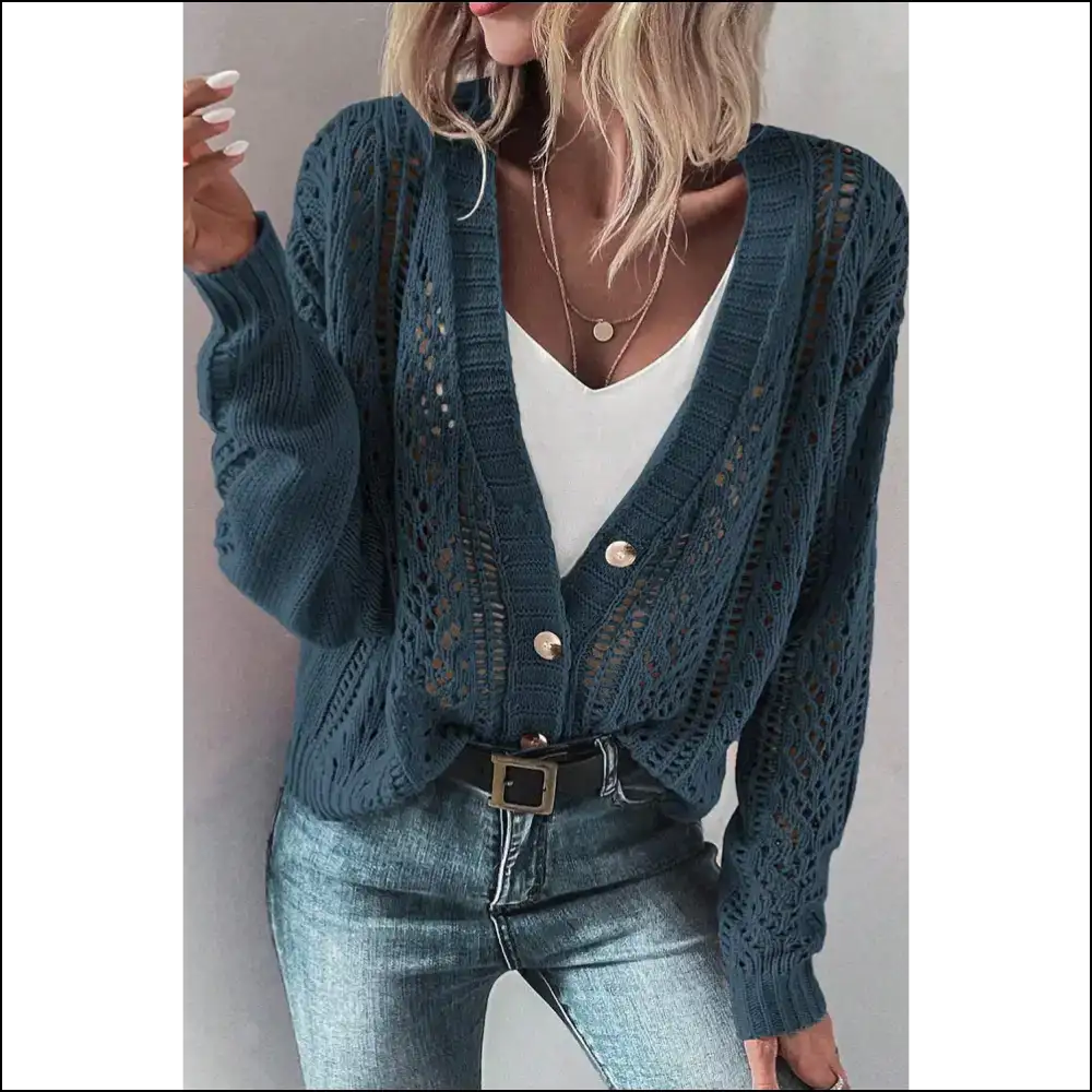 Real Teal Hollow Knit: Cardigan so Comfy It’s Basically a Hug 💙 Needful Things - Cardigans on Sale Worldwide Shipping