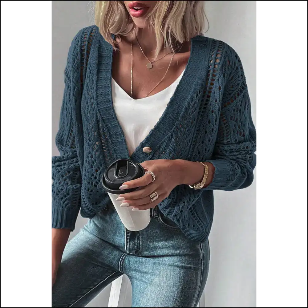 Real Teal Hollow Knit: Cardigan so Comfy It’s Basically a Hug 💙 Needful Things - Cardigans on Sale Worldwide Shipping