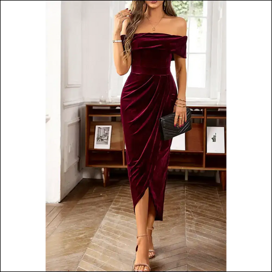 Red Dahlia Velvet: Dress and Cause a Scene! Needful Things ?️‍🔥 - s - Maxi Dresses on Sale Worldwide Shipping