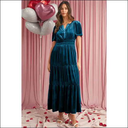 Red Dahlia Velvet Dress: so Comfy Youll Forget Pants Exist! Needful Things - Prussian Blue / s - Maxi Dresses on Sale Worldwide Shipping