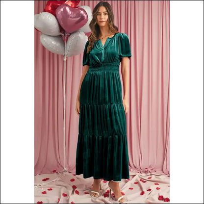 Red Dahlia Velvet Dress: so Comfy Youll Forget Pants Exist! Needful Things - Evergreen / s - Maxi Dresses on Sale Worldwide Shipping