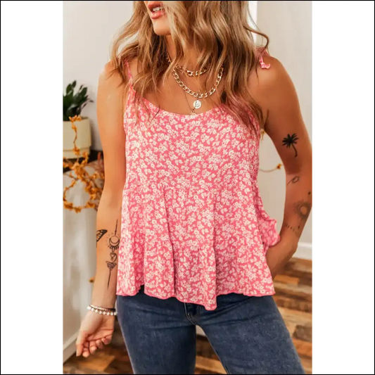 Red Floral Adjustable Strap Babydoll: Goddess Mode Activated 🔥 Needful Things - s - Camisoles Tank Tops on Sale Worldwide Shipping