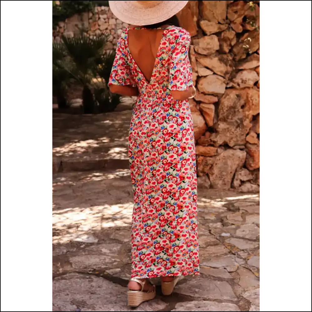 Red Floral Maxi Dress: Needful Things Goddess 🌹💀 - Dresses on Sale Worldwide Shipping