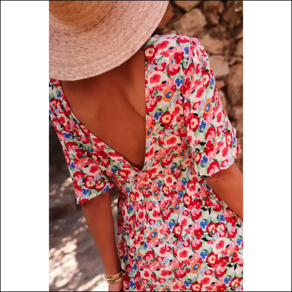 Red Floral Maxi Dress: Needful Things Goddess 🌹💀 - Dresses on Sale Worldwide Shipping