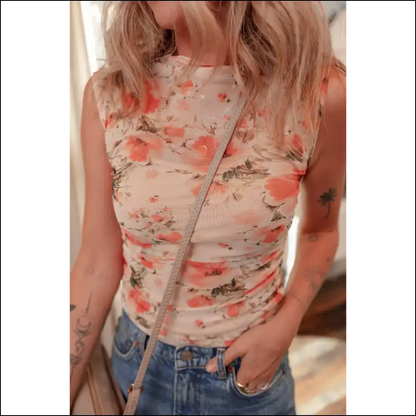 Red Floral Mesh: Arm Day? More Like *charm* Day! Needful Things 🔥 - s - Sleeveless Shirts Tank Tops on Sale Worldwide Shipping