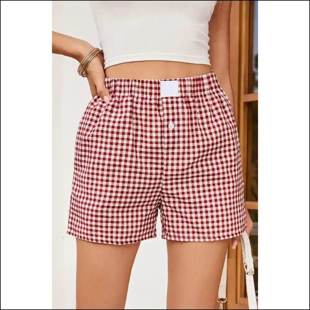 Red Vintage Plaid Shorts: Leg Day Darling! Needful Things 😉 - Shorts on Sale Worldwide Shipping