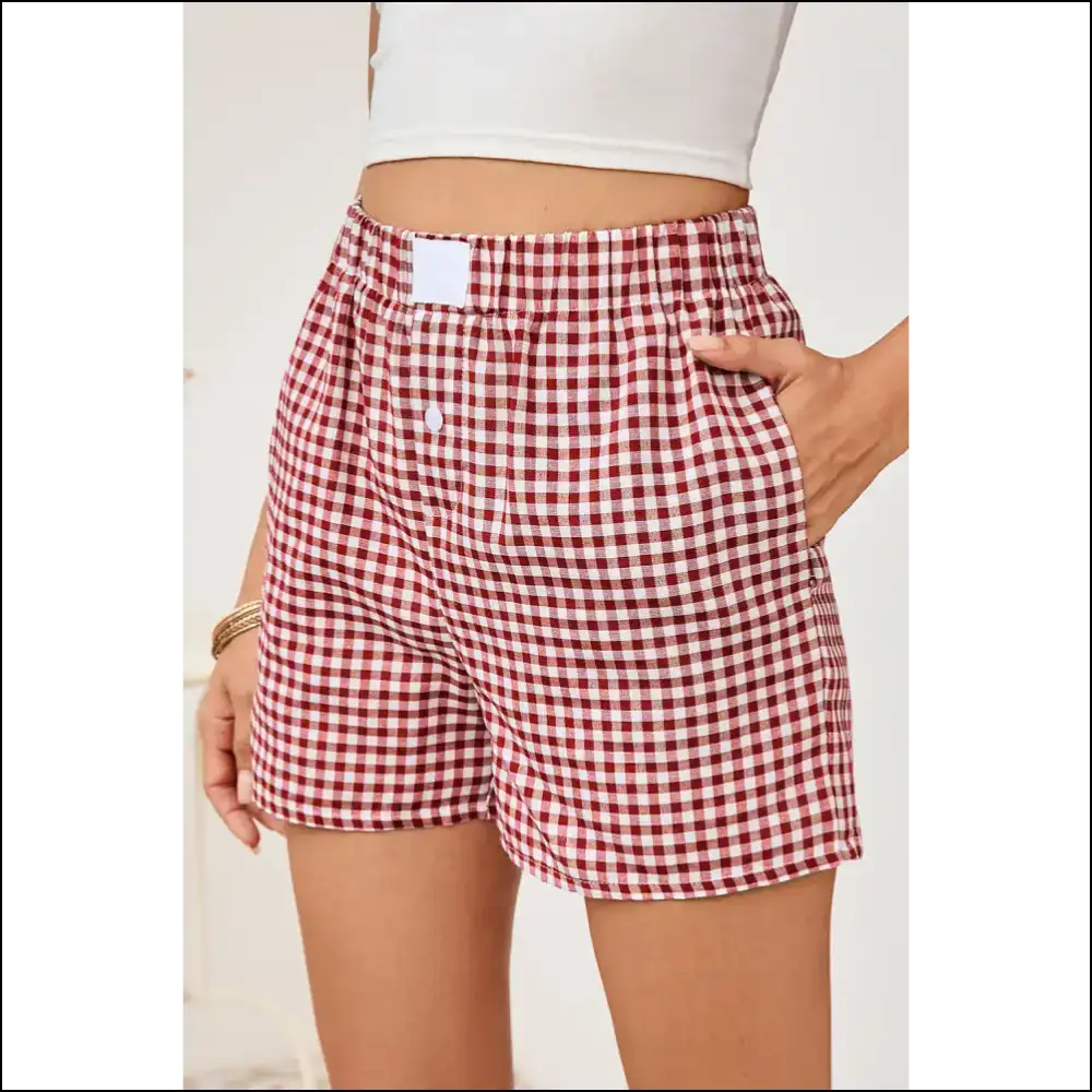 Red Vintage Plaid Shorts: Leg Day Darling! Needful Things 😉 - Shorts on Sale Worldwide Shipping