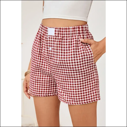 Red Vintage Plaid Shorts: Leg Day Darling! Needful Things 😉 - Shorts on Sale Worldwide Shipping