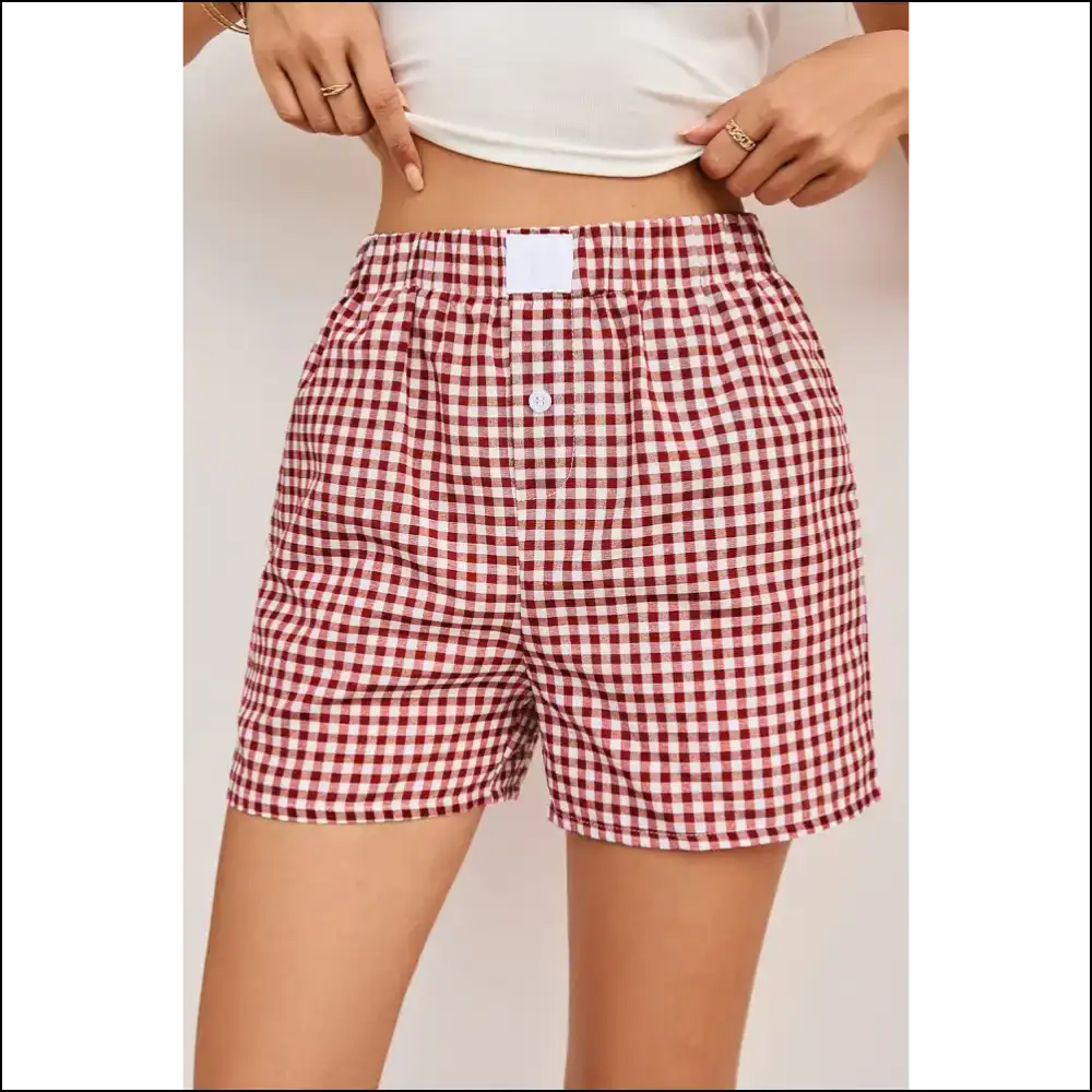 Red Vintage Plaid Shorts: Leg Day Darling! Needful Things 😉 - s - Shorts on Sale Worldwide Shipping