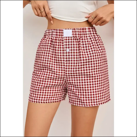 Red Vintage Plaid Shorts: Leg Day Darling! Needful Things 😉 - s - Shorts on Sale Worldwide Shipping