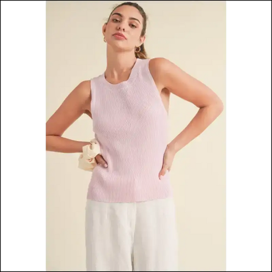 Ribbed Round Neck Tank: your Comfy Sidekick for Surviving Adulting 😂✨ - Blush Pink / s - Tank Tops on Sale Worldwide Shipping